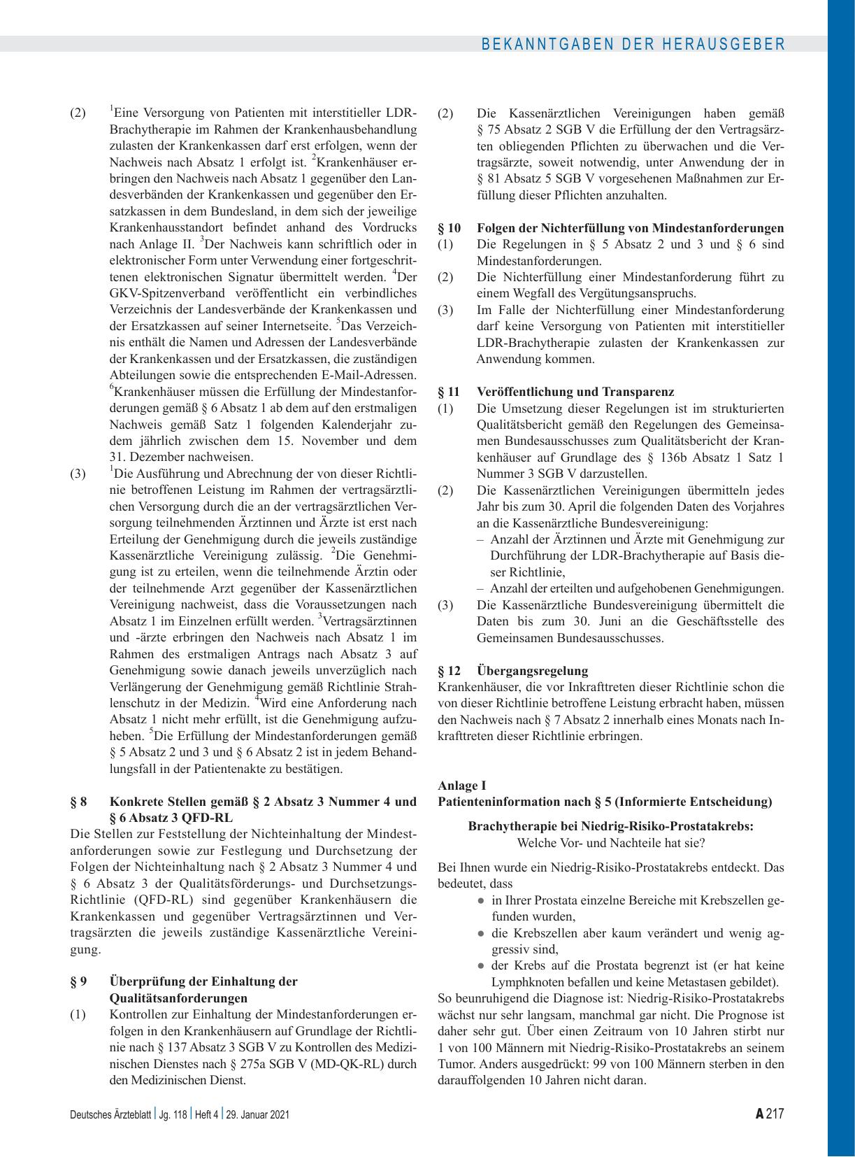 Vorschauseite 2: Beschluss des Gemeinsamen Bundesausschusses über eine Richtlinie über Maßnahmen zur Qualitätssicherung nach § 136 Absatz 1 Satz 1 Nummer 2 des Fünften Buches Sozialgesetzbuch (SGB…
