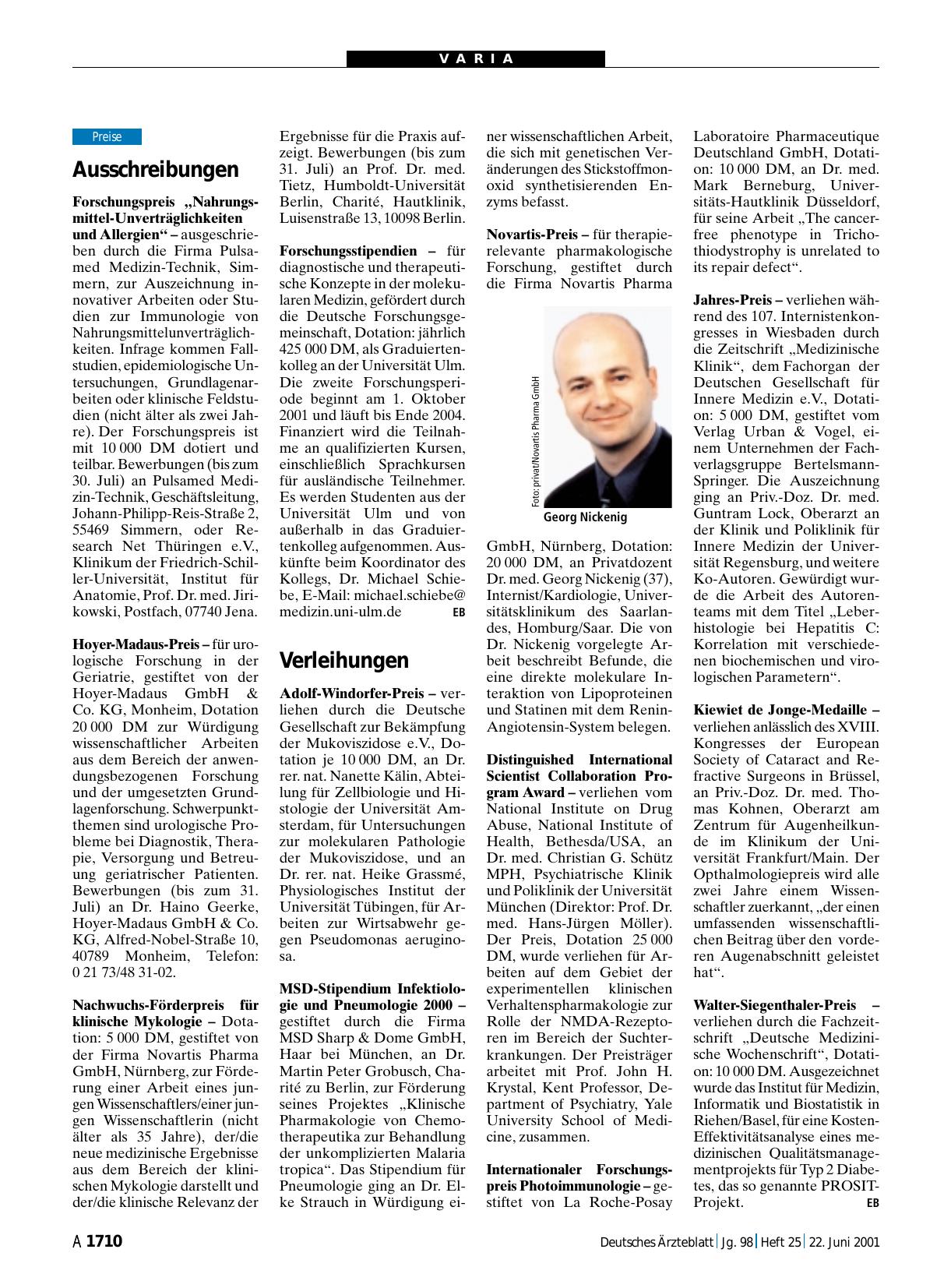 Vorschauseite 1: Verleihungen