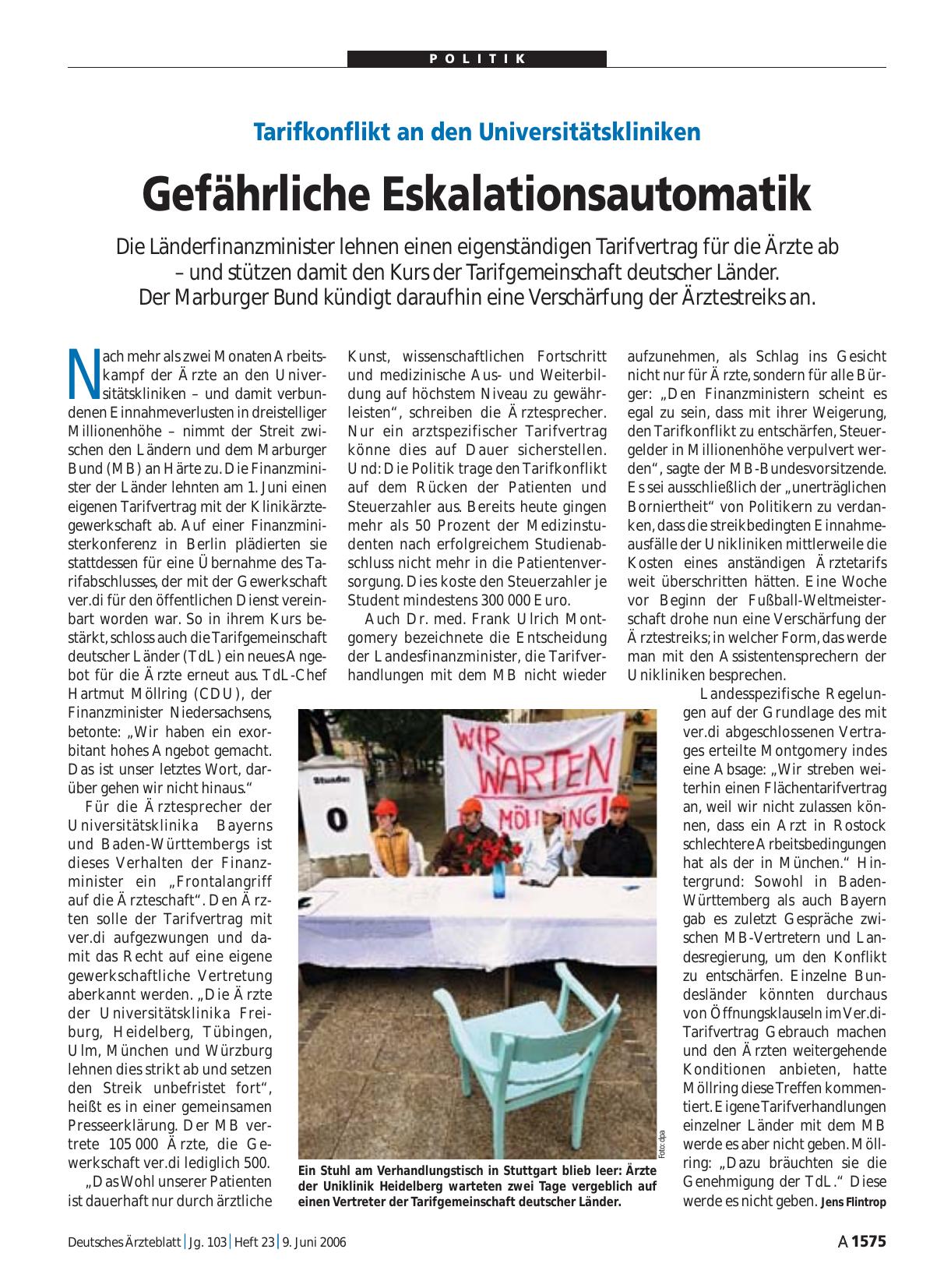 Vorschauseite 1: Tarifkonflikt an den Universitätskliniken: Gefährliche Eskalationsautomatik