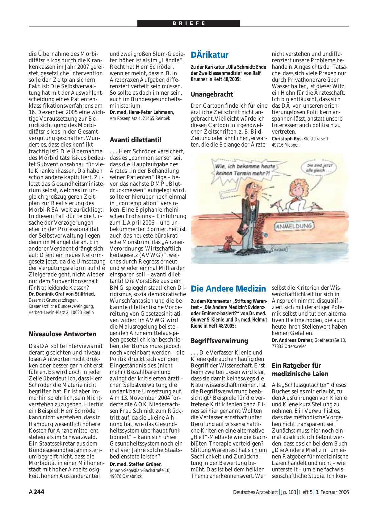Vorschauseite 1: DÄrikatur: Unangebracht