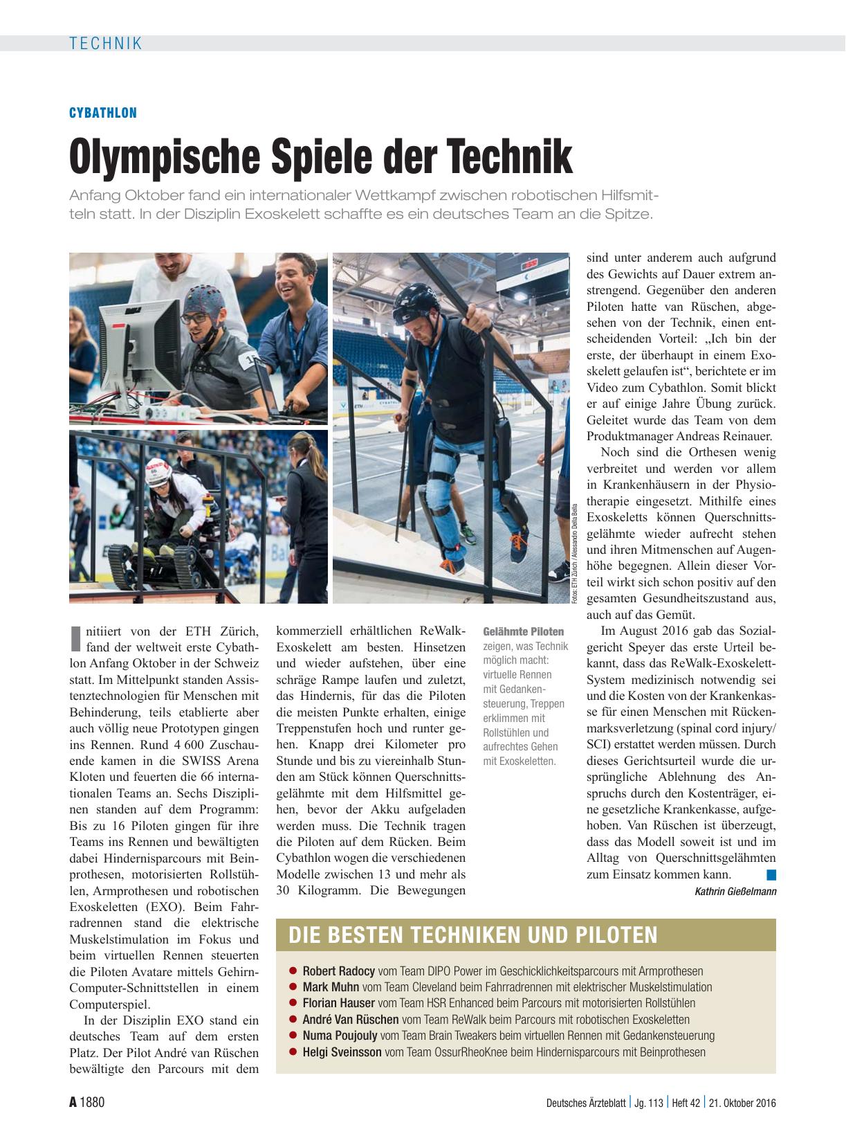 Vorschauseite 1: Cybathlon: Olympische Spiele der Technik