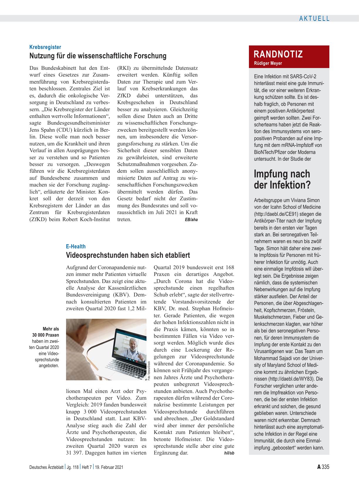 Vorschauseite 1: Krebsregister: Nutzung für die wissenschaftliche Forschung