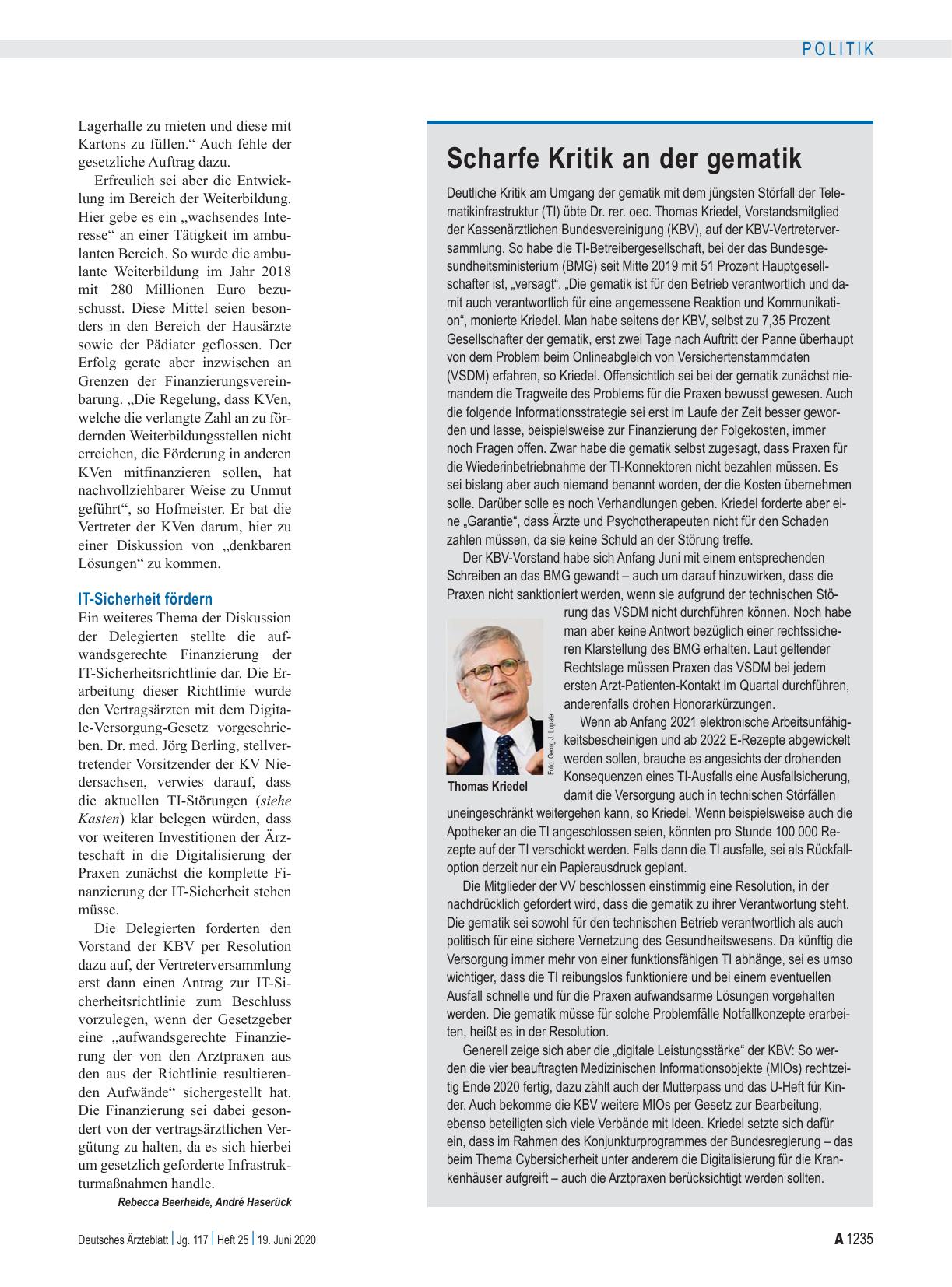 Vorschauseite 3: KBV-Vertreterversammlung: Mehr Wertschätzung für Praxen