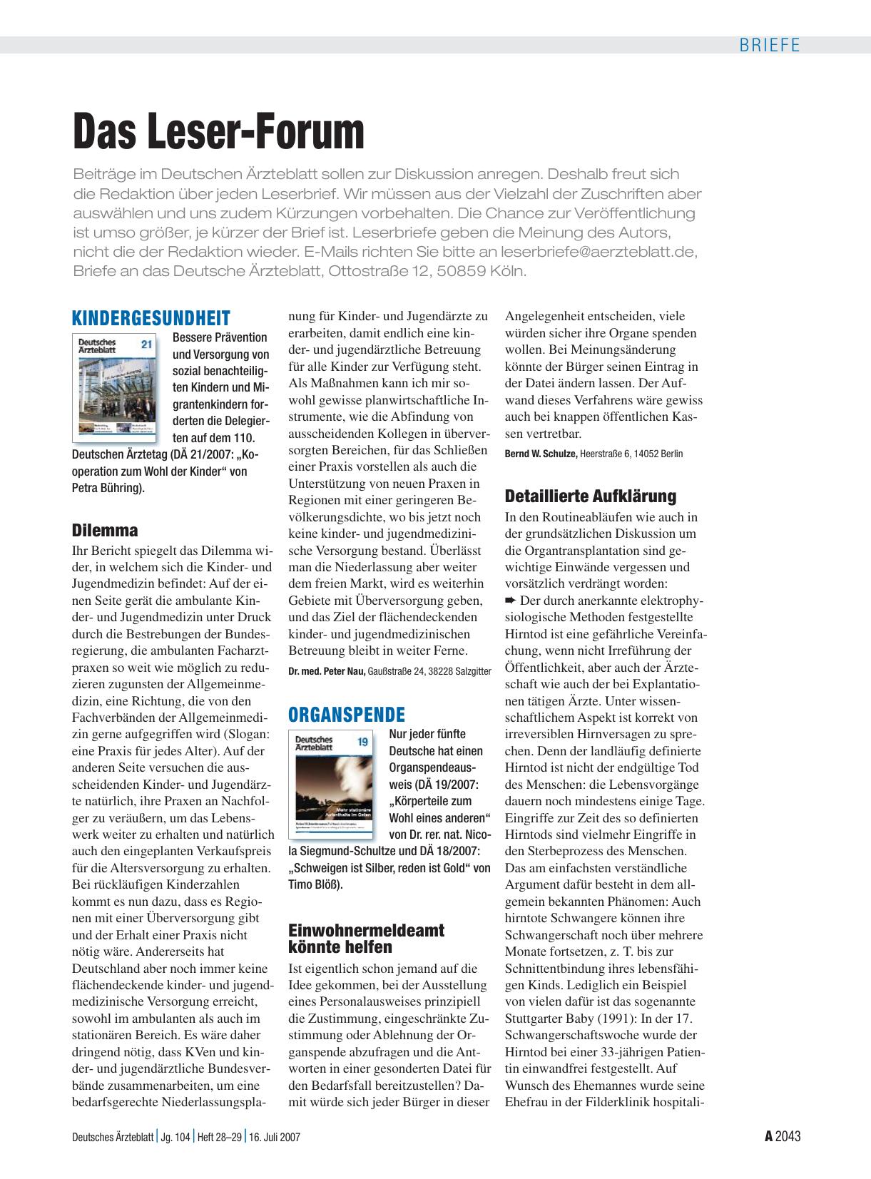Vorschauseite 1: Das Leser-Forum