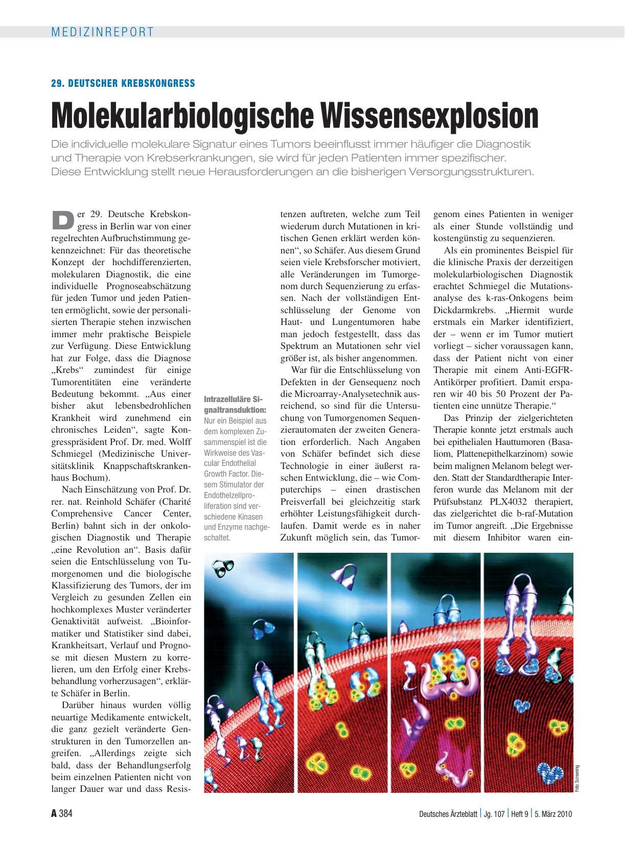 Vorschauseite 1: 29. Deutscher Krebskongress: Molekularbiologische Wissensexplosion