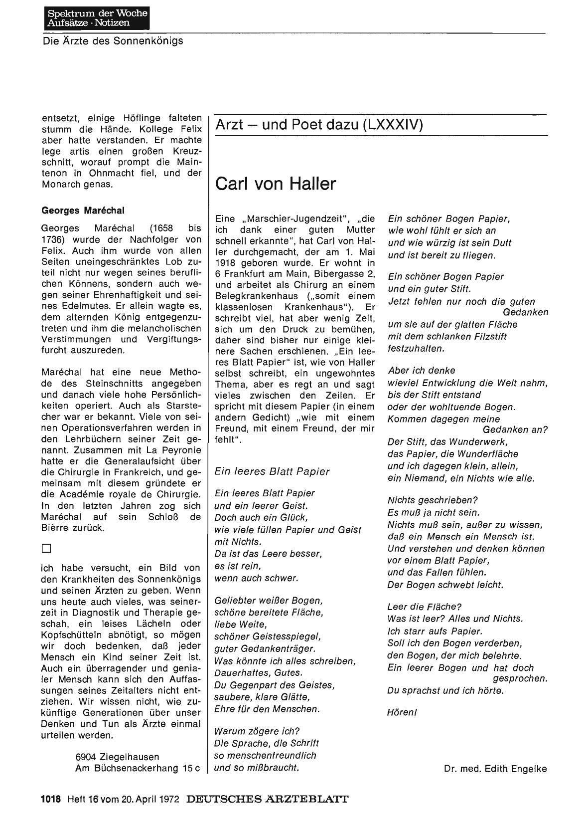 Vorschauseite 1: Arzt — und Poet dazu (LXXXIV): Carl von Haller