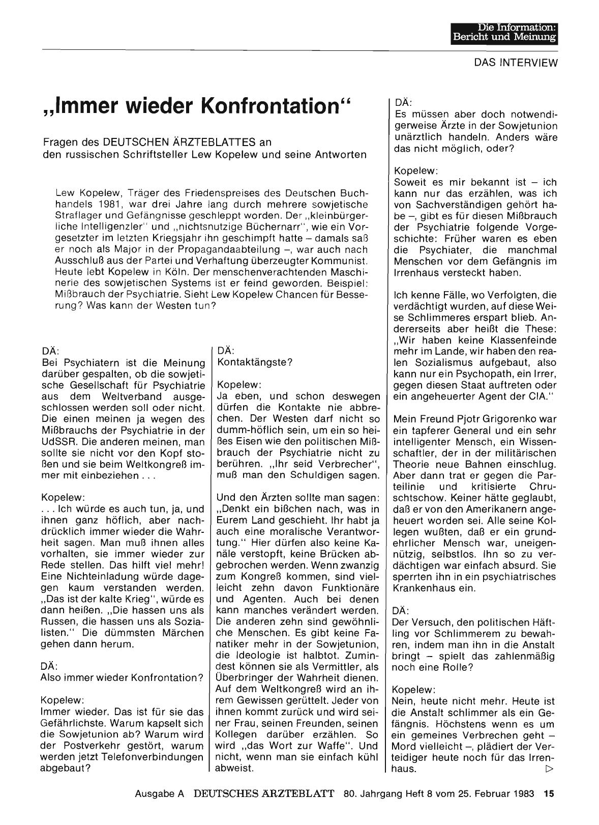 Vorschauseite 1: „Immer wieder Konfrontation”