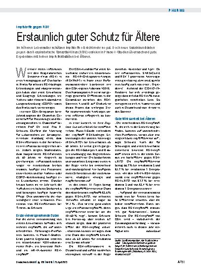 Vorschauseite 1: Impfstoffe gegen RSV: Erstaunlich guter Schutz für Ältere
