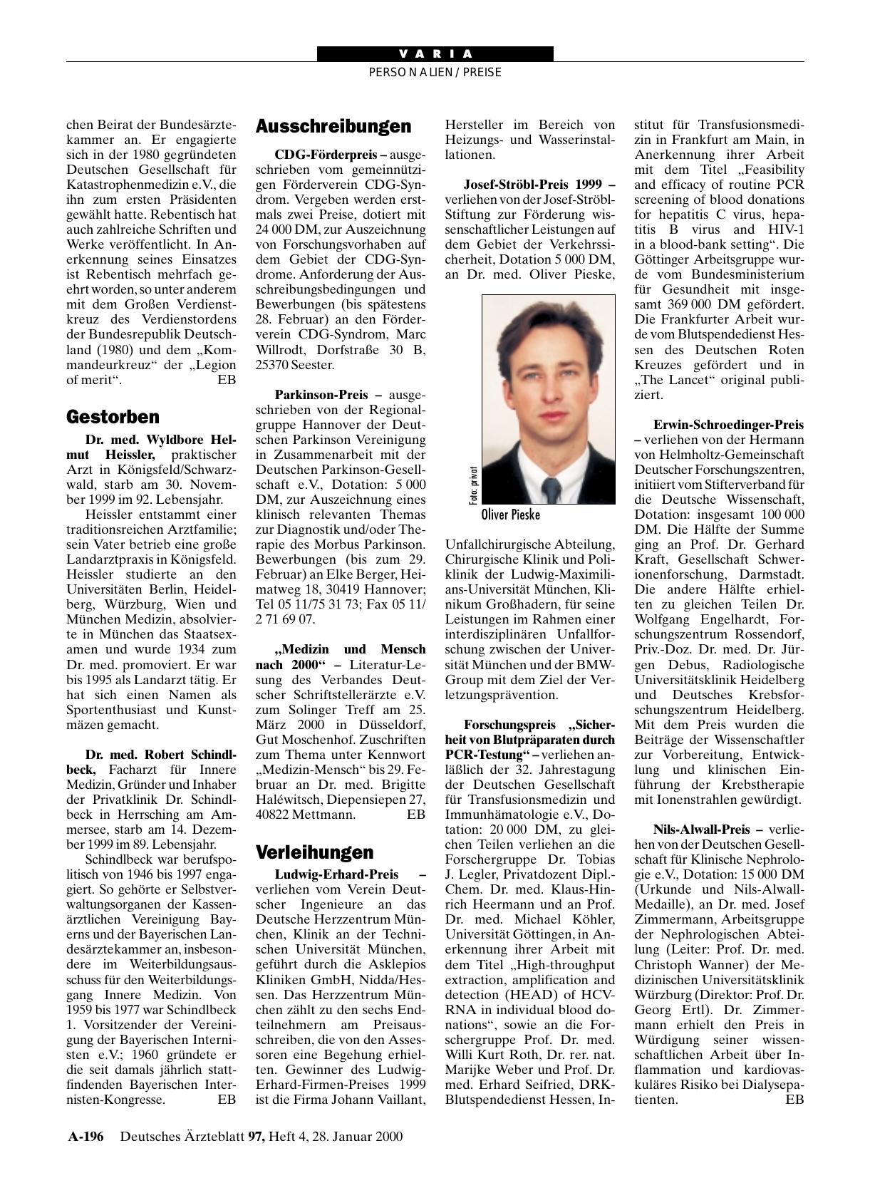 Vorschauseite 1: Verleihungen