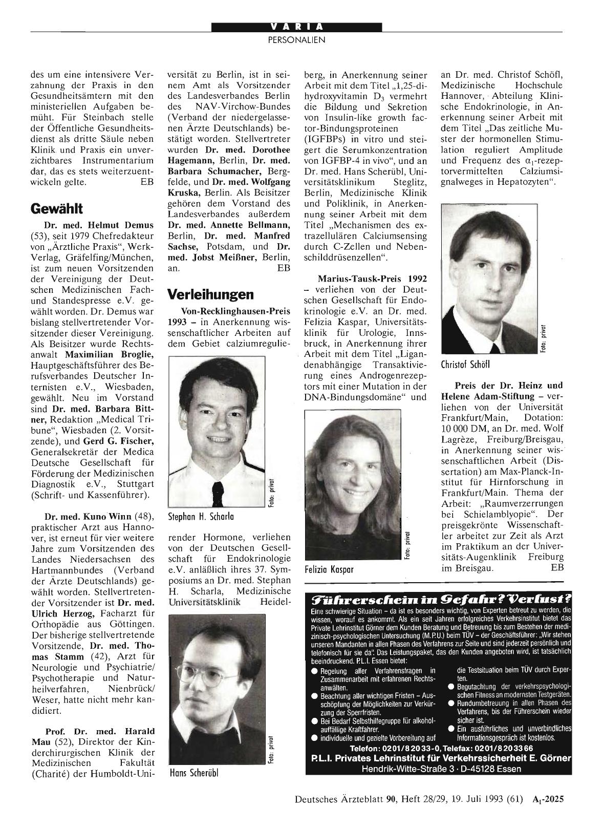 Vorschauseite 1: Verleihungen