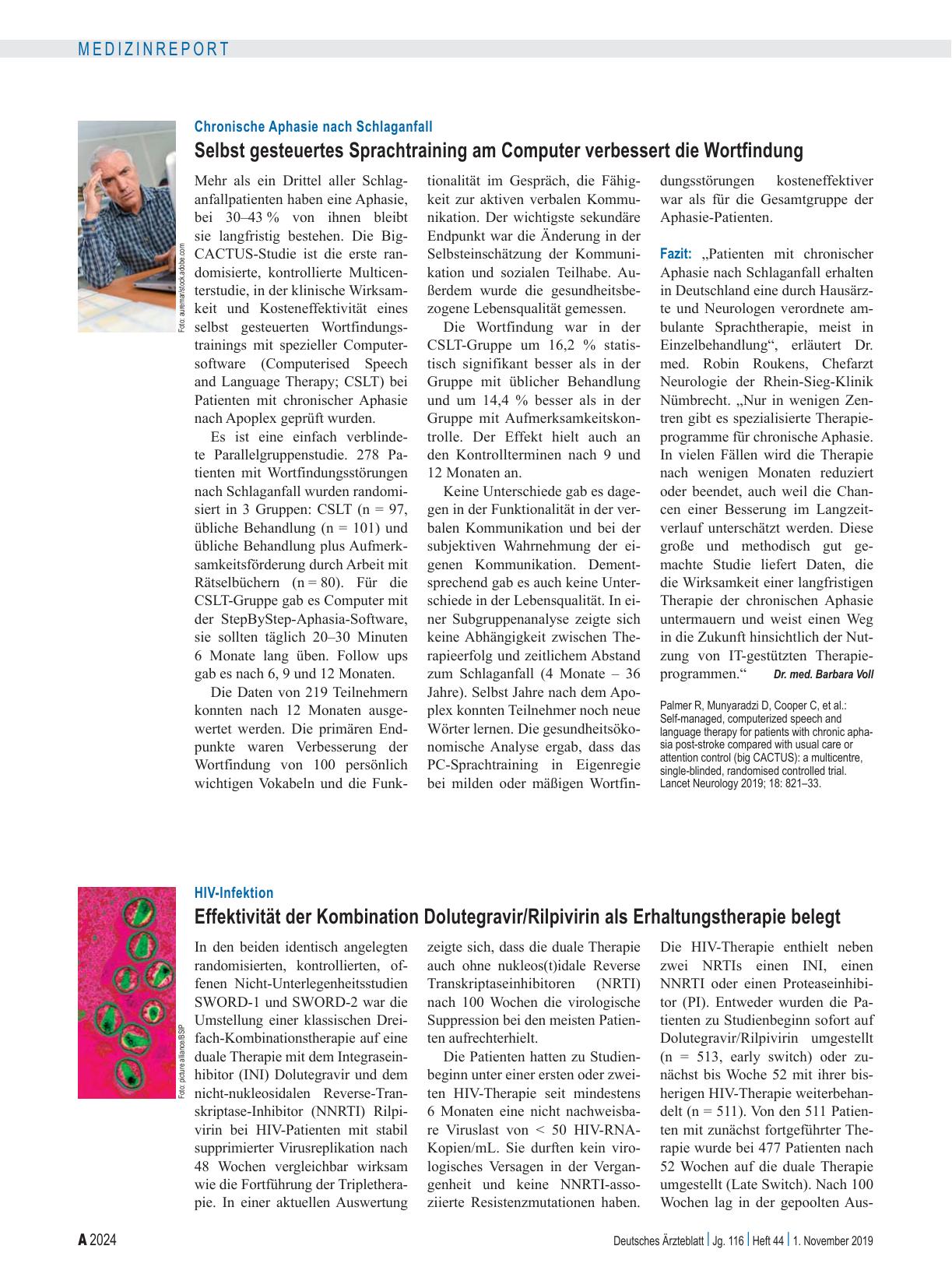 Vorschauseite 1: HIV-Infektion: Effektivität der Kombination Dolutegravir/Rilpivirin als Erhaltungstherapie belegt