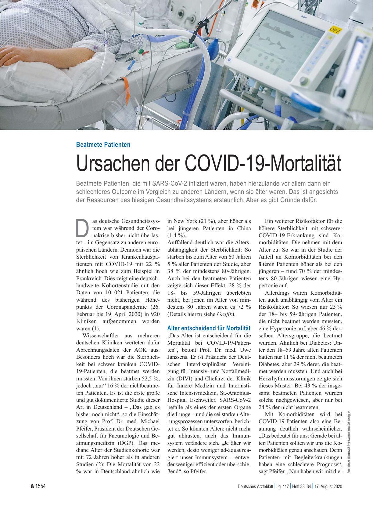 Vorschauseite 1: Beatmete Patienten: Ursachen der COVID-19-Mortalität