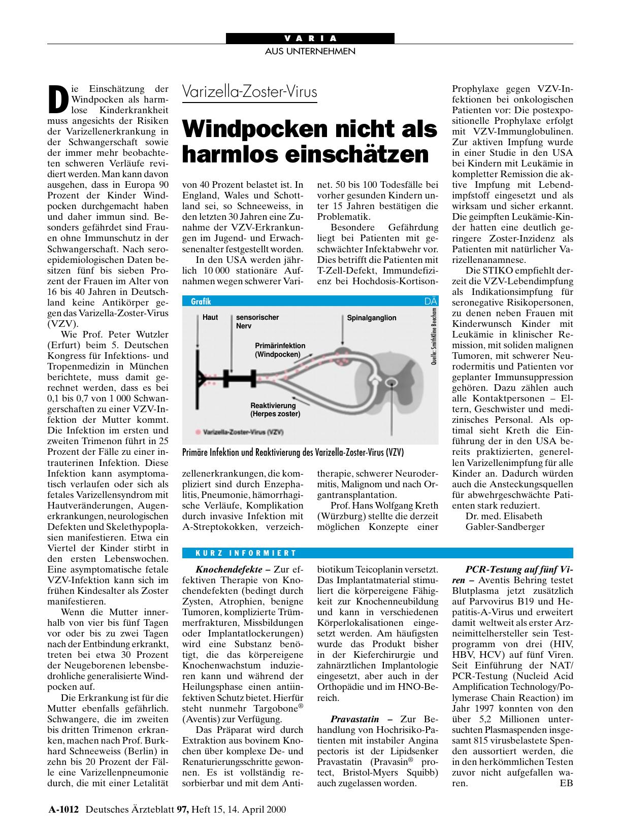 Vorschauseite 1: Varizella-Zoster-Virus: Windpocken nicht als harmlos einschätzen