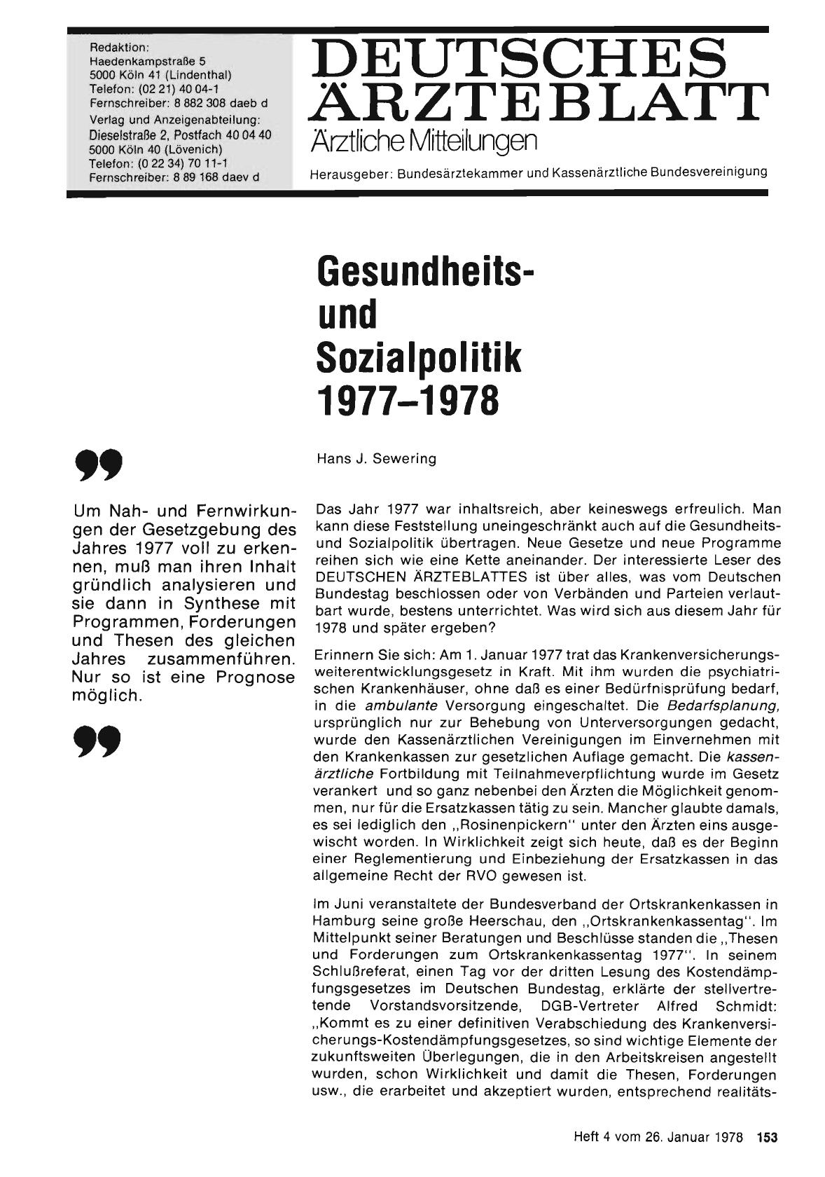 Vorschauseite 1: Gesundheitsund Sozialpolitik 1977-1978