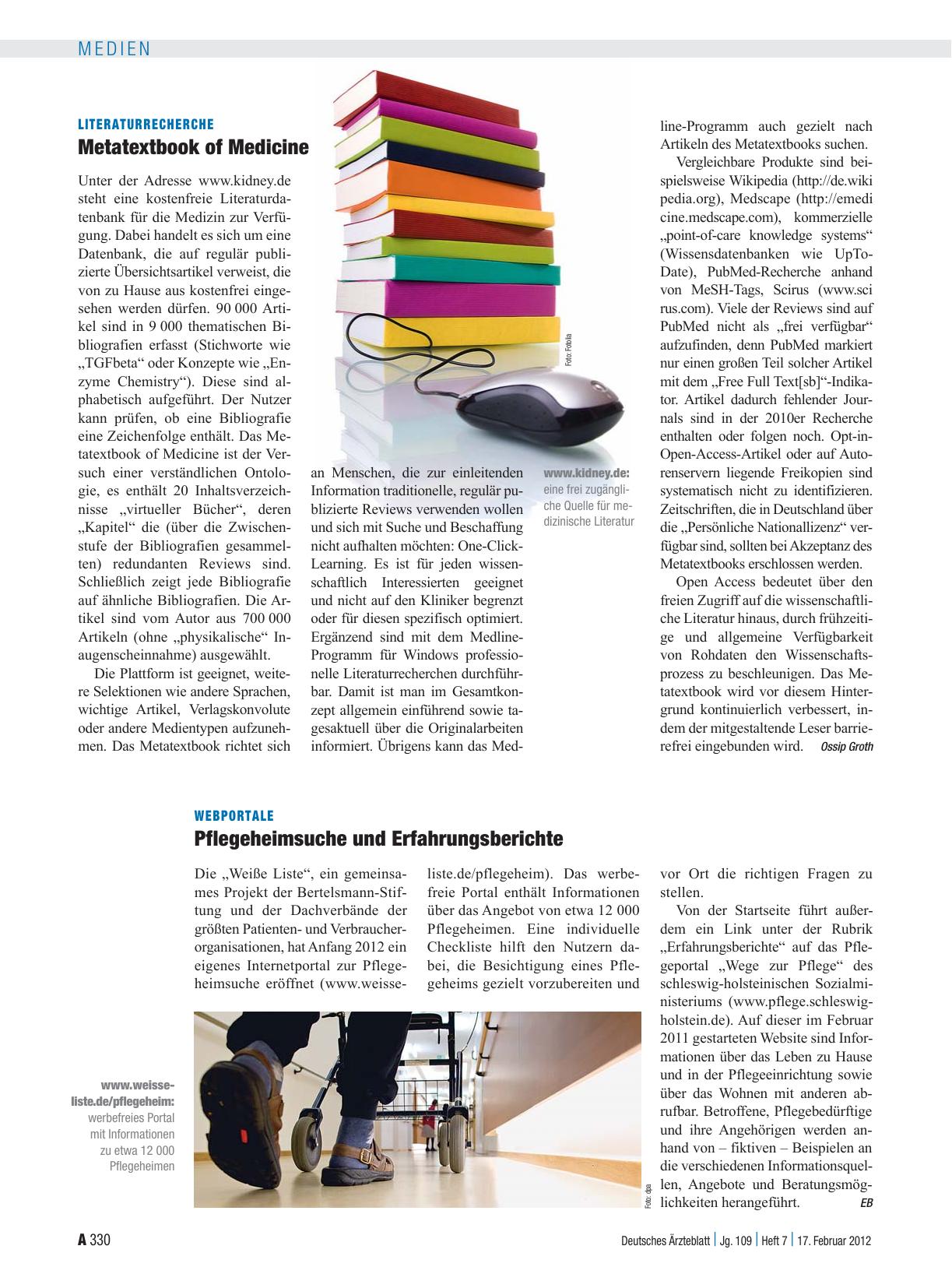 Vorschauseite 1: Literaturrecherche: Metatextbook of Medicine