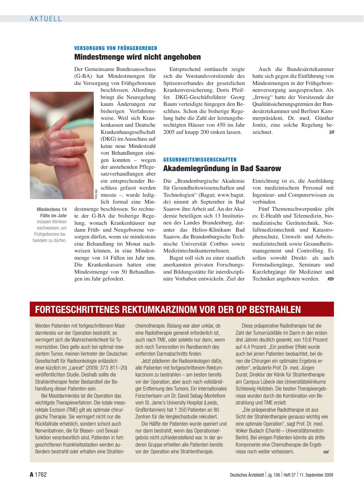 Vorschauseite 1: Gesundheitswissenschaften: Akademiegründung in Bad Saarow