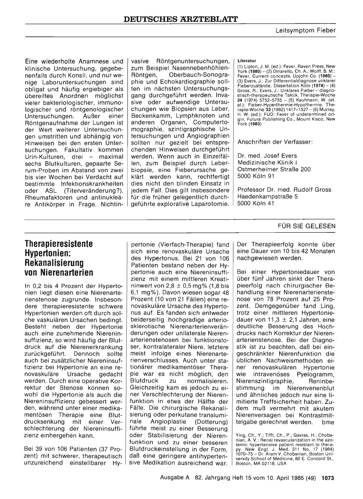 Vorschauseite 1: Therapieresistente Hypertonien: Rekanalisierung von Nierenarterien