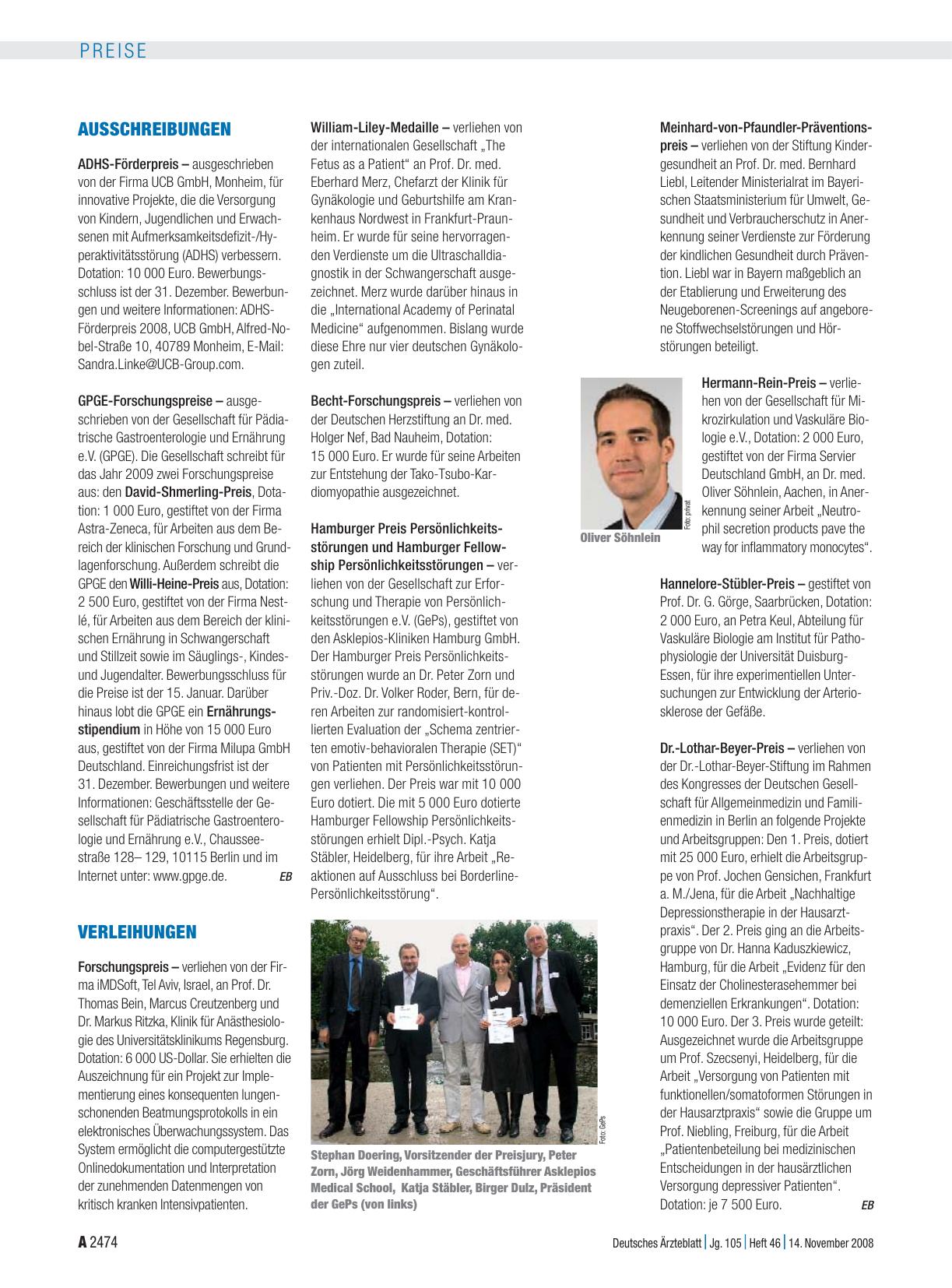 Vorschauseite 1: Verleihungen
