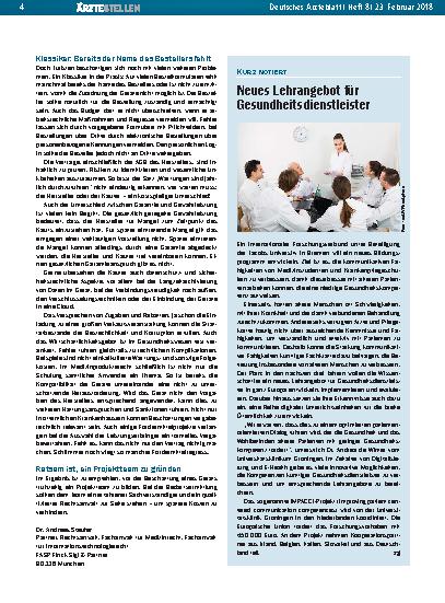 Vorschauseite 1: Neues Lehrangebot für Gesundheitsdienstleister