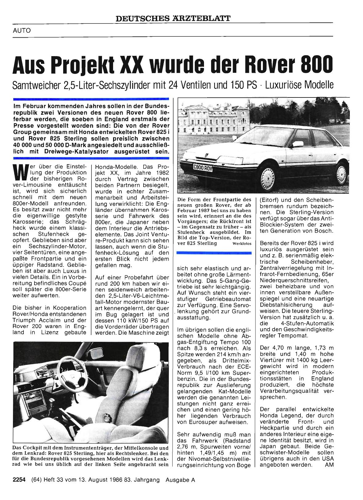 Vorschauseite 1: Aus Projekt XX wurde der Rover 800
