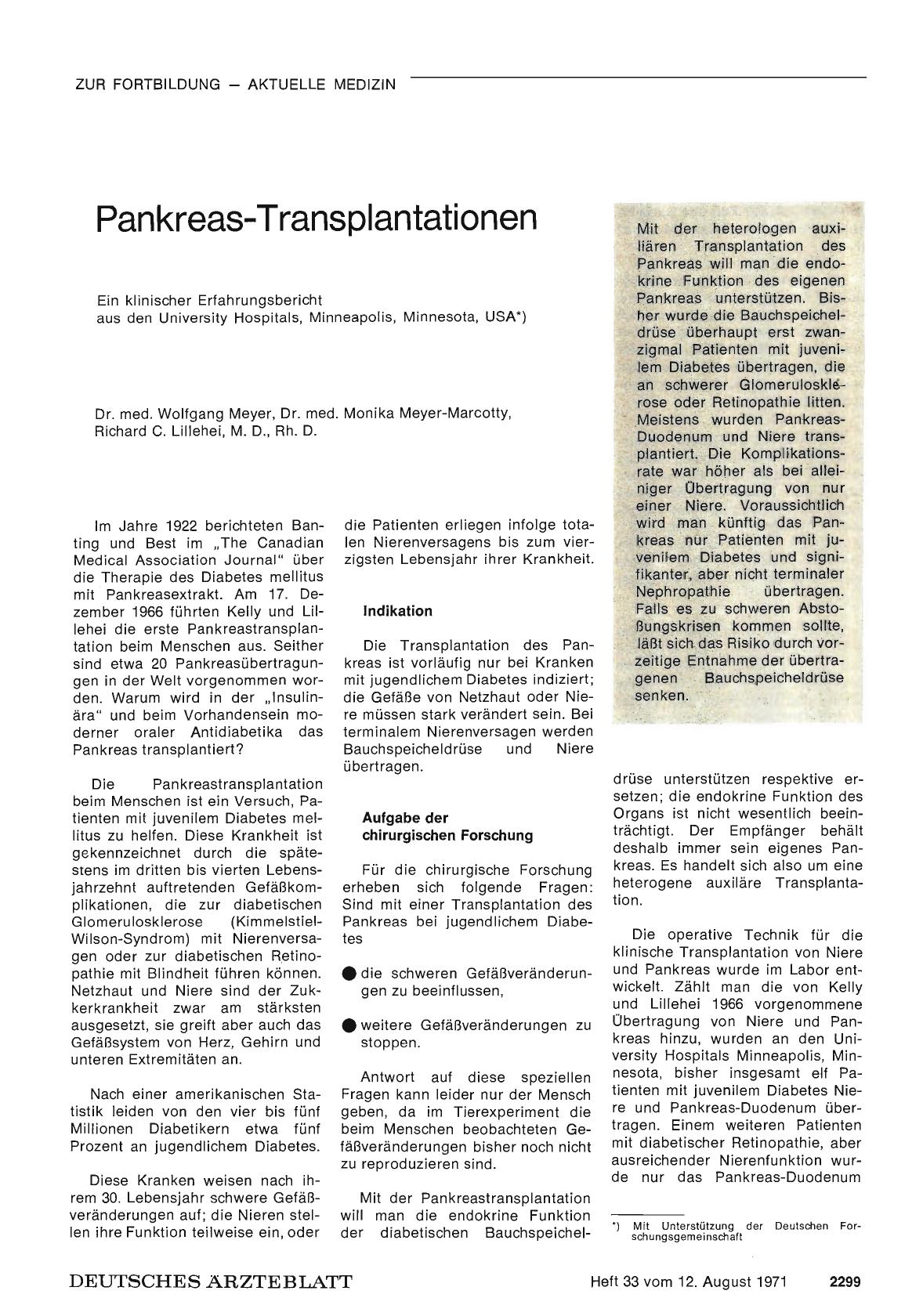 Vorschauseite 1: Pankreas-Transplantationen