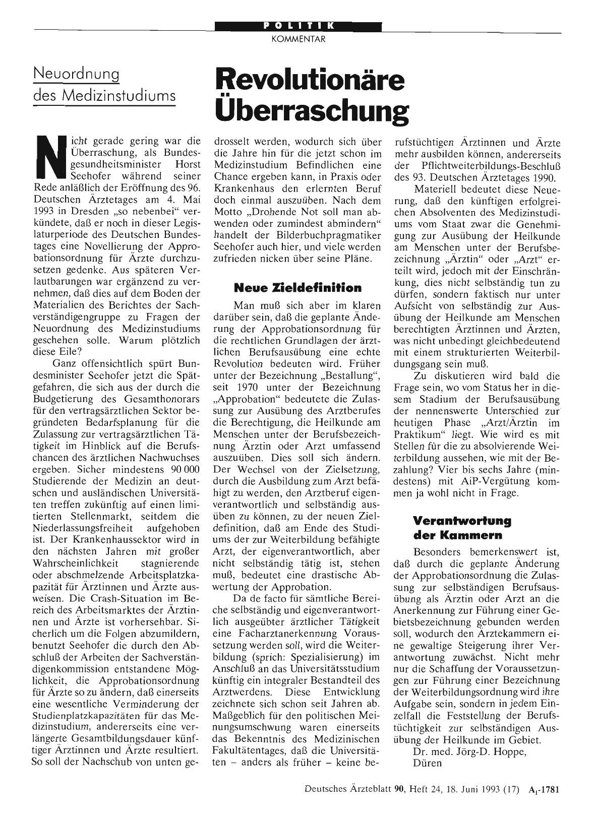Vorschauseite 1: Neuordnung des Medizinstudiums: Revolutionäre Überraschung