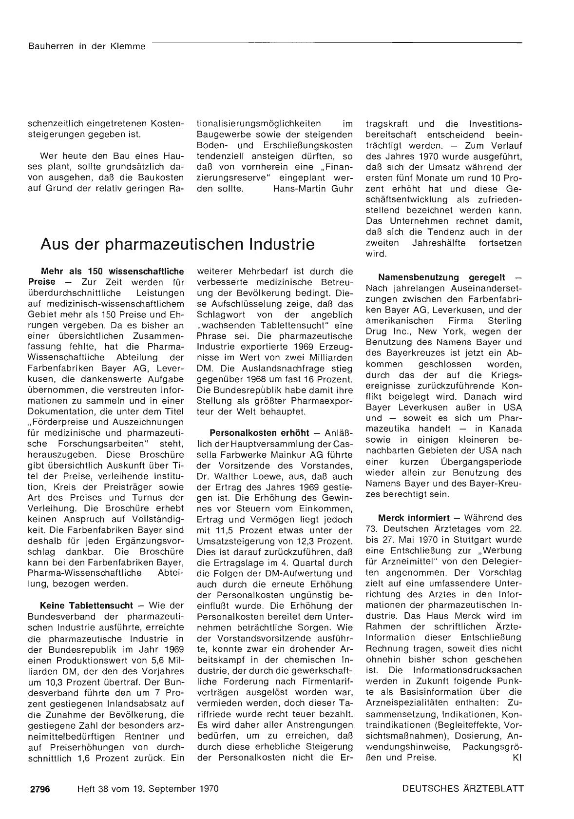 Vorschauseite 1: Aus der pharmazeutischen Industrie