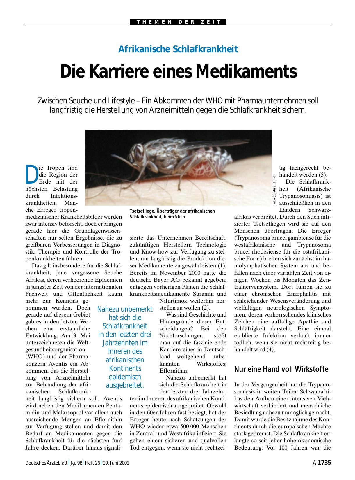 Vorschauseite 1: Afrikanische Schlafkrankheit: Die Karriere eines Medikaments
