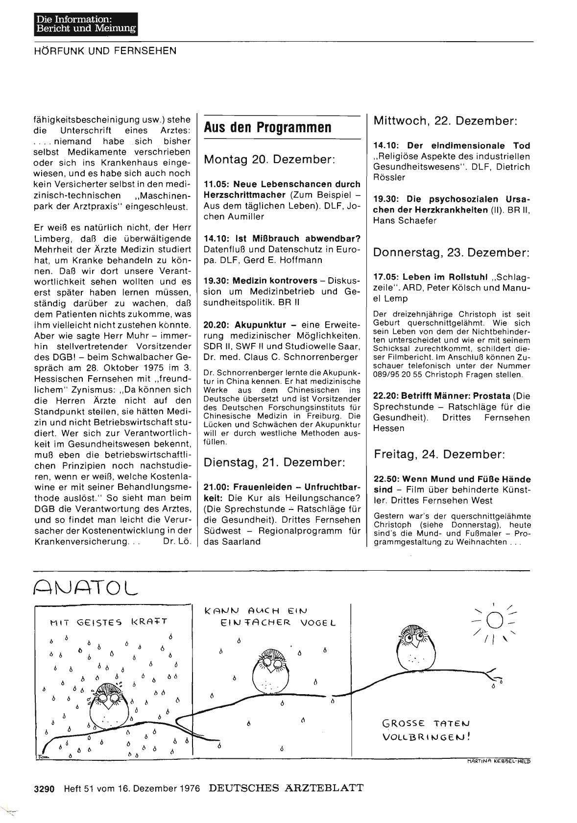 Vorschauseite 1: Aus den Programmen