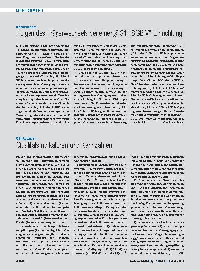 Vorschauseite 1: Rechtsreport: Folgen des Trägerwechsels bei einer „§ 311 SGB V“-Einrichtung