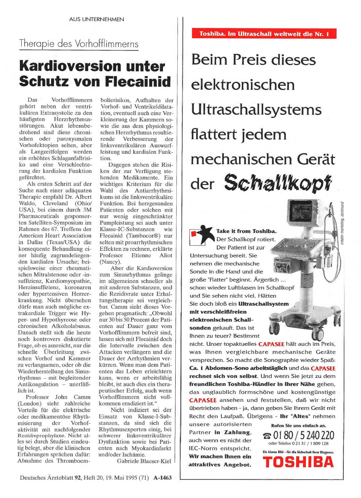 Vorschauseite 1: Therapie des Vorhofflimmerns: Kardioversion unter Schutz von Flecainid