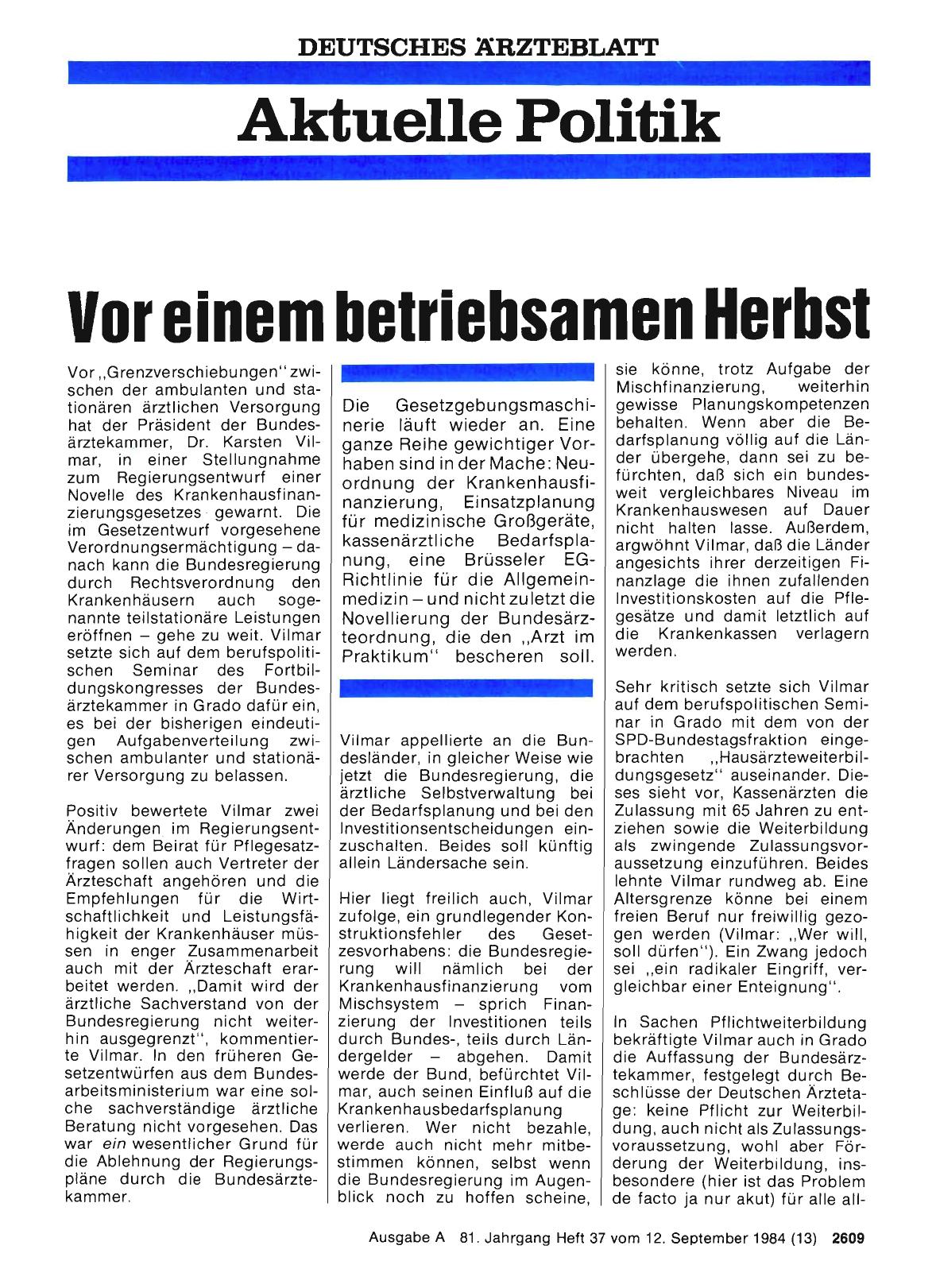 Vorschauseite 1: Vor einem betriebsamen Herbst