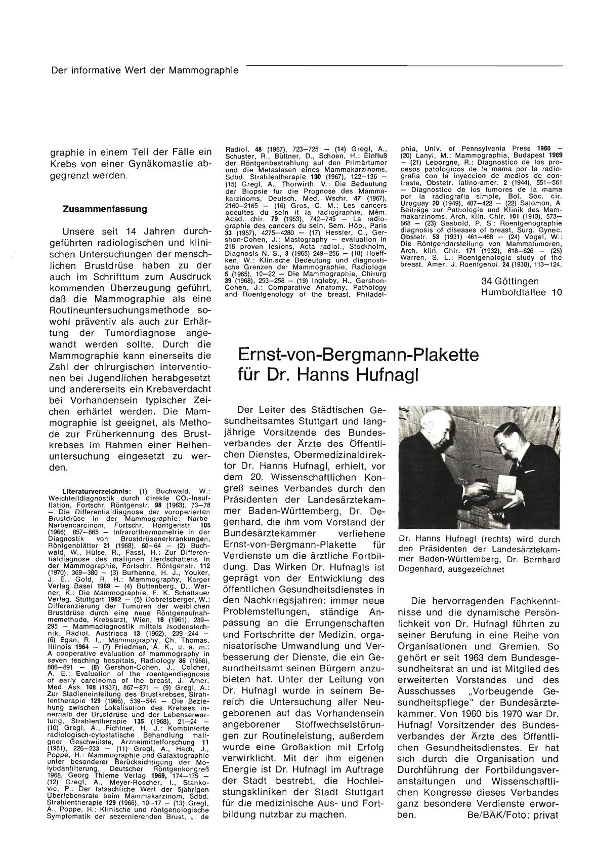Vorschauseite 1: Ernst-von-Bergmann-Plakette für Dr. Hanns Hufnagl