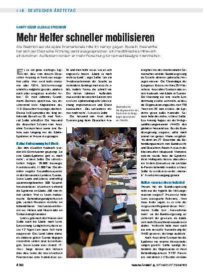 Vorschauseite 1: Kampf gegen Globale Epidemien: Mehr Helfer schneller mobilisieren