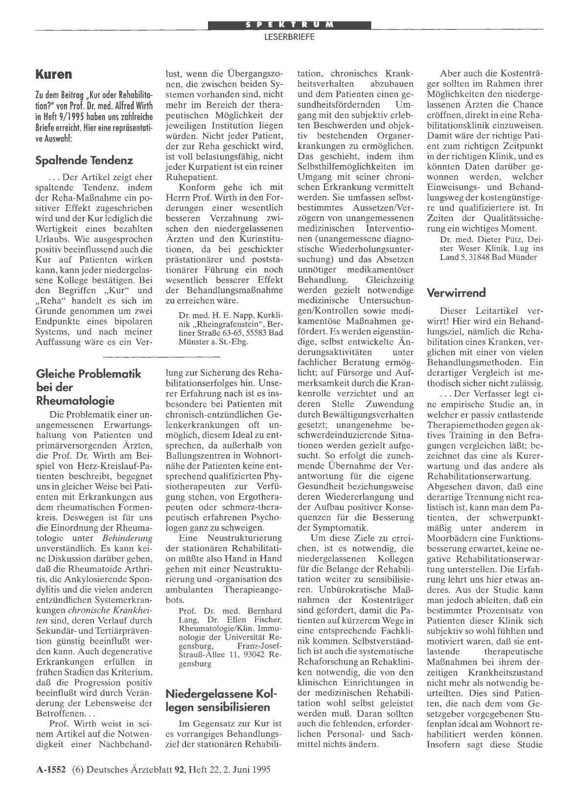 Vorschauseite 1: Kuren: Verwirrend