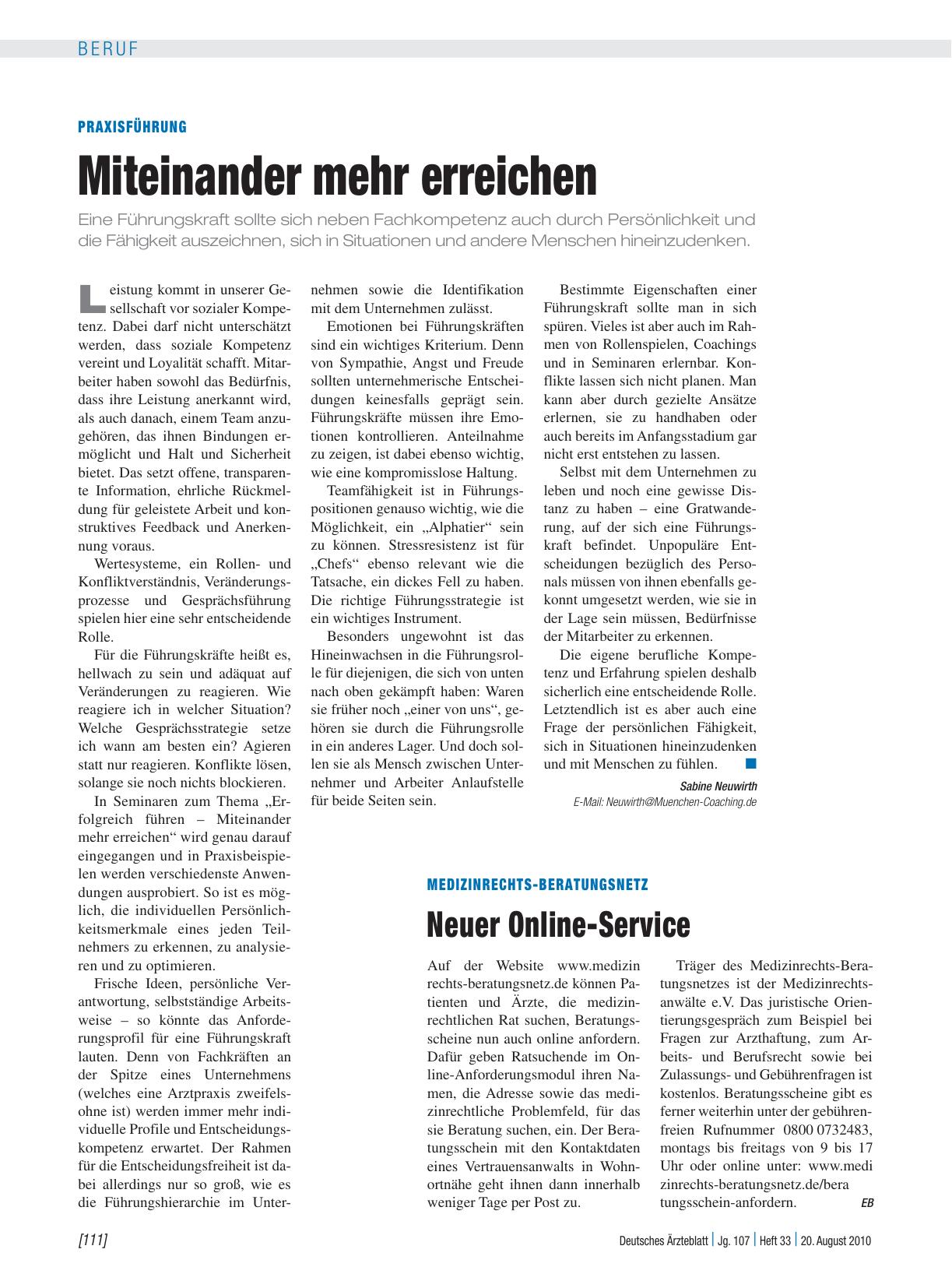 Vorschauseite 1: Medizinrechts-Beratungsnetz: Neuer Online-Service