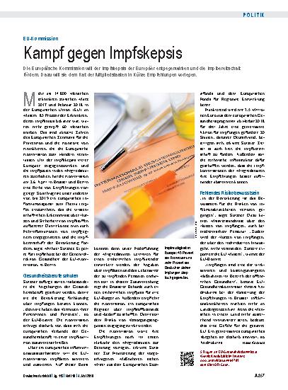 Vorschauseite 1: EU-Kommission: Kampf gegen Impfskepsis