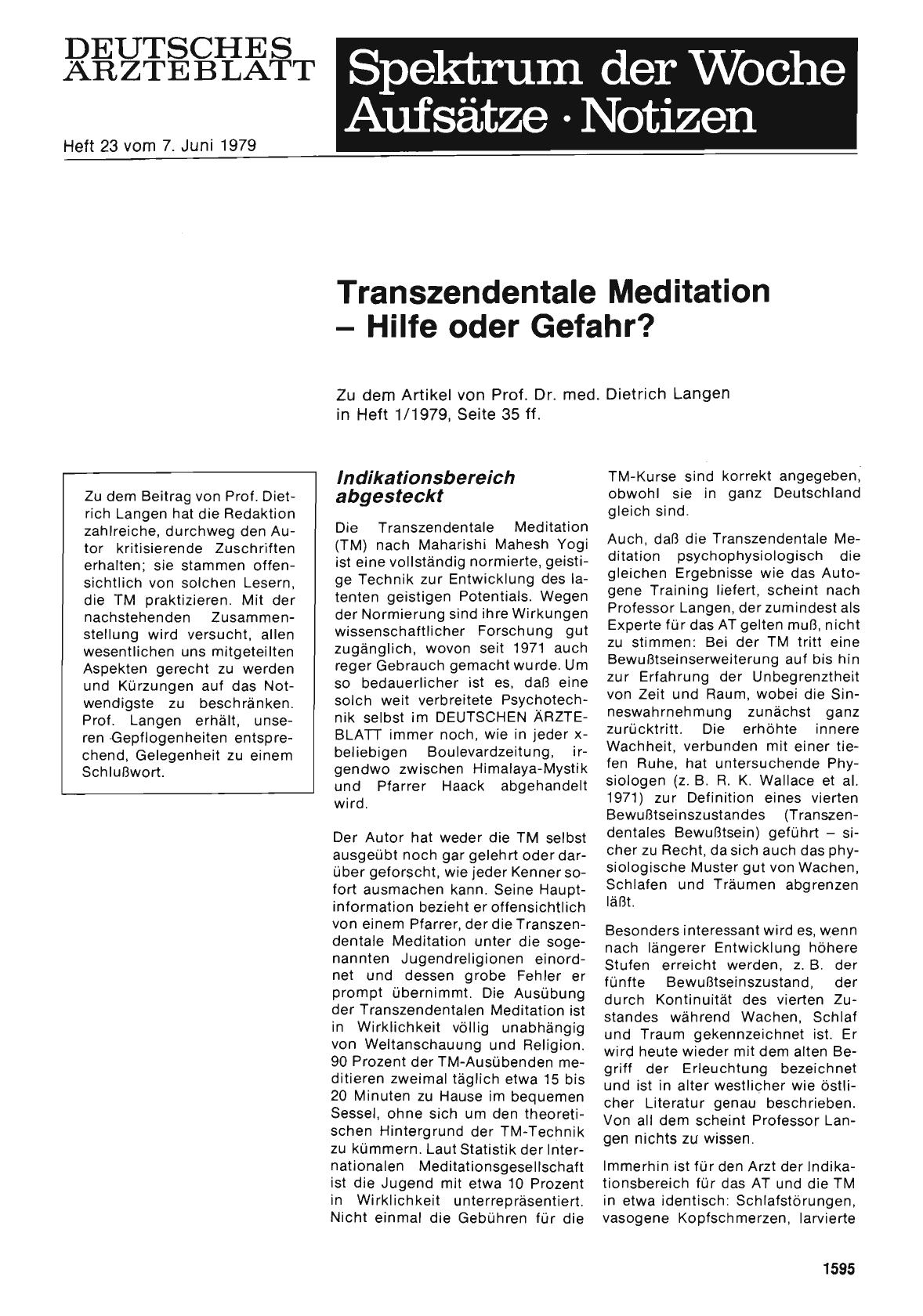 Vorschauseite 1: Transzendentale Meditation Hilfe oder Gefahr?