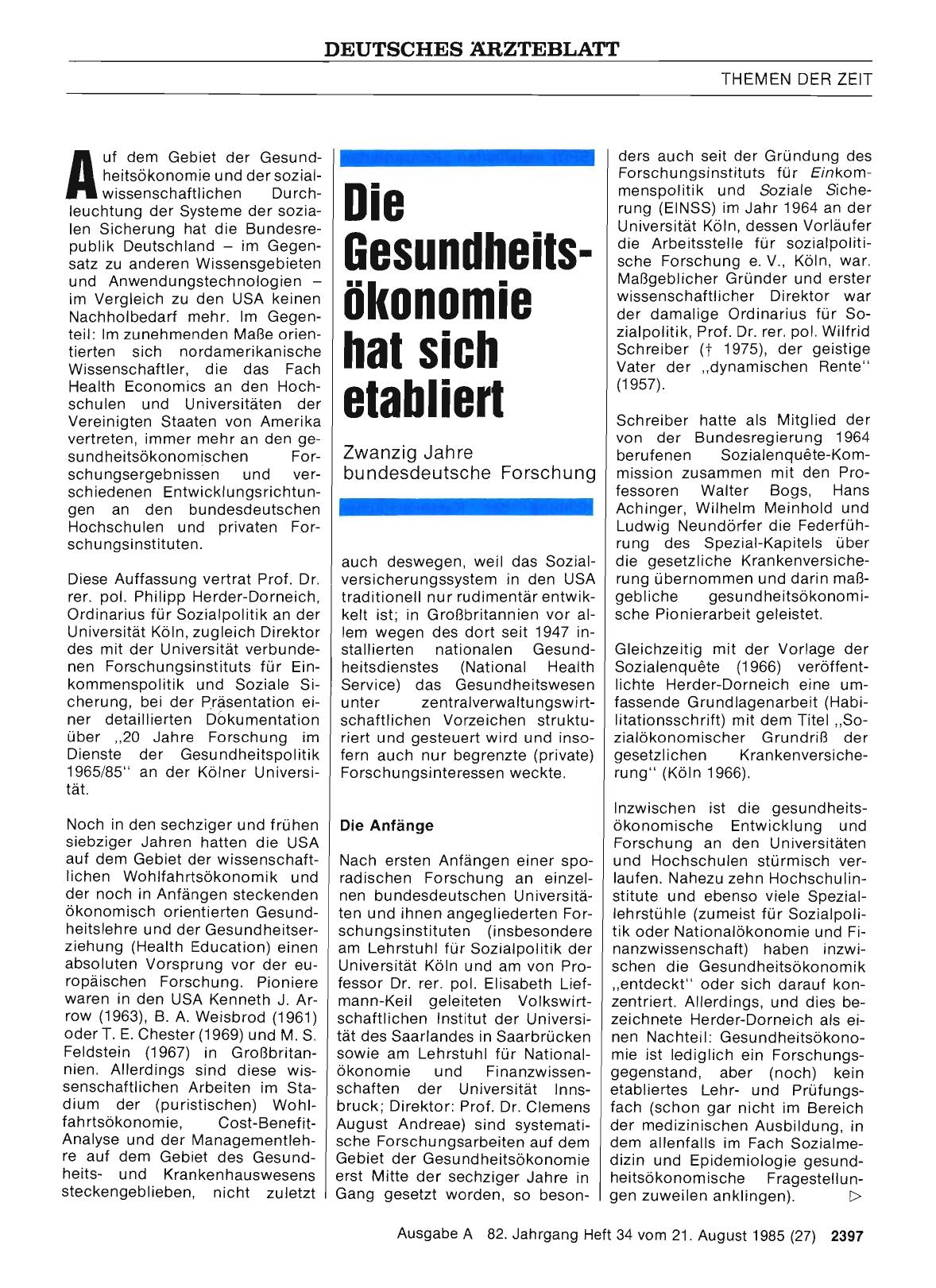 Vorschauseite 1: Die GesundheitsÖkonomie hat sich etabliert