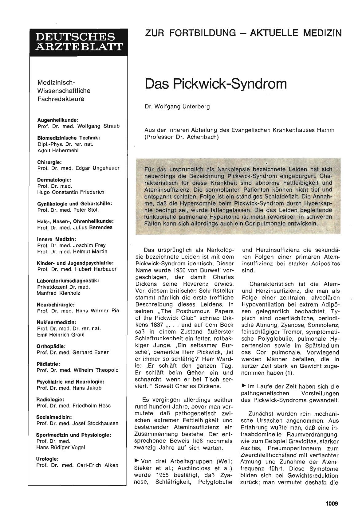 Vorschauseite 1: Das Pickwick-Syndrom