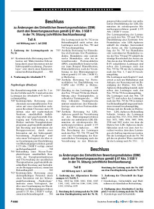 Vorschauseite 1: Beschluss zu Änderungen des Einheitlichen Bewertungsmaßstabes (EBM) durch den Bewertungsausschuss gemäß § 87 Abs. 3 SGB V in der 74. Sitzung (schriftliche Beschlussfassung)