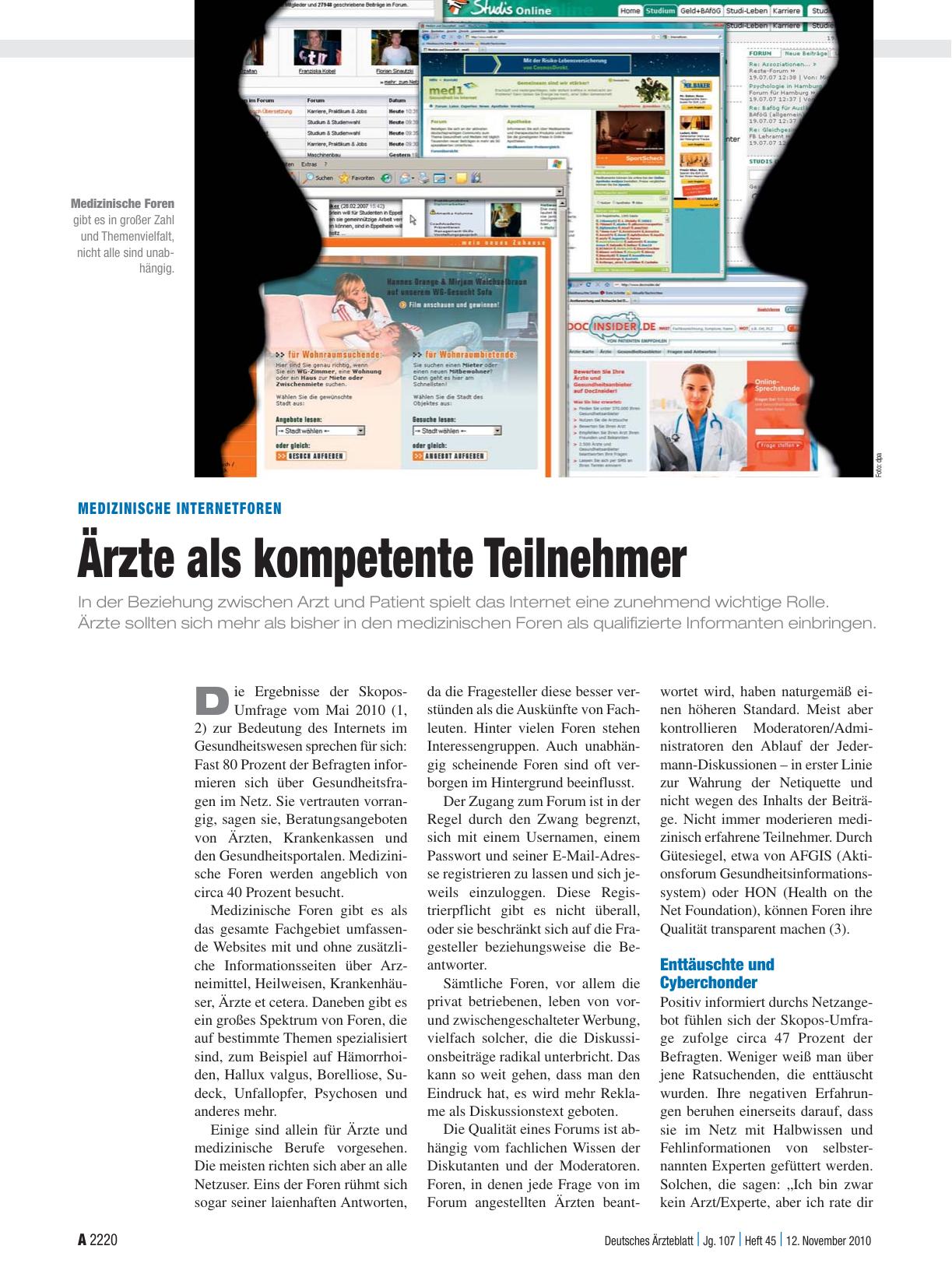 Vorschauseite 1: Medizinische Internetforen: Ärzte als kompetente Teilnehmer