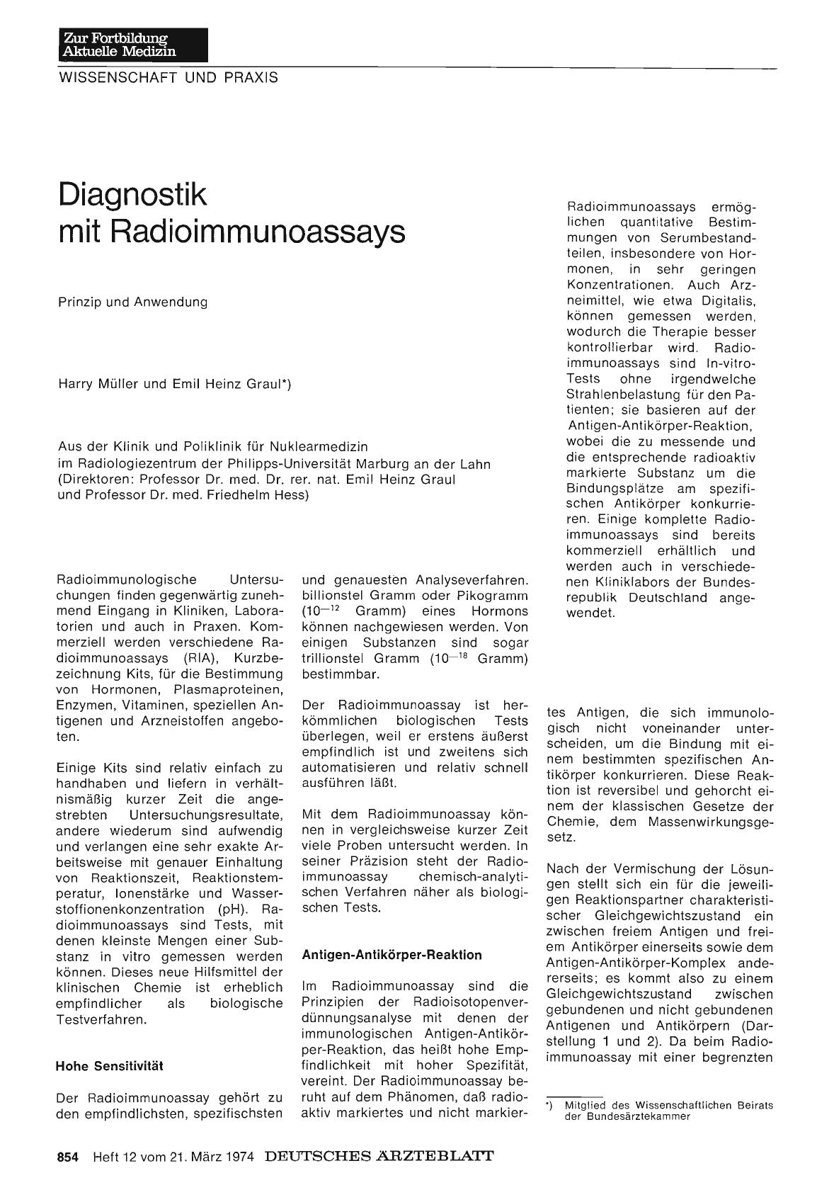 Vorschauseite 1: Diagnostik mit Radioimmunoassays