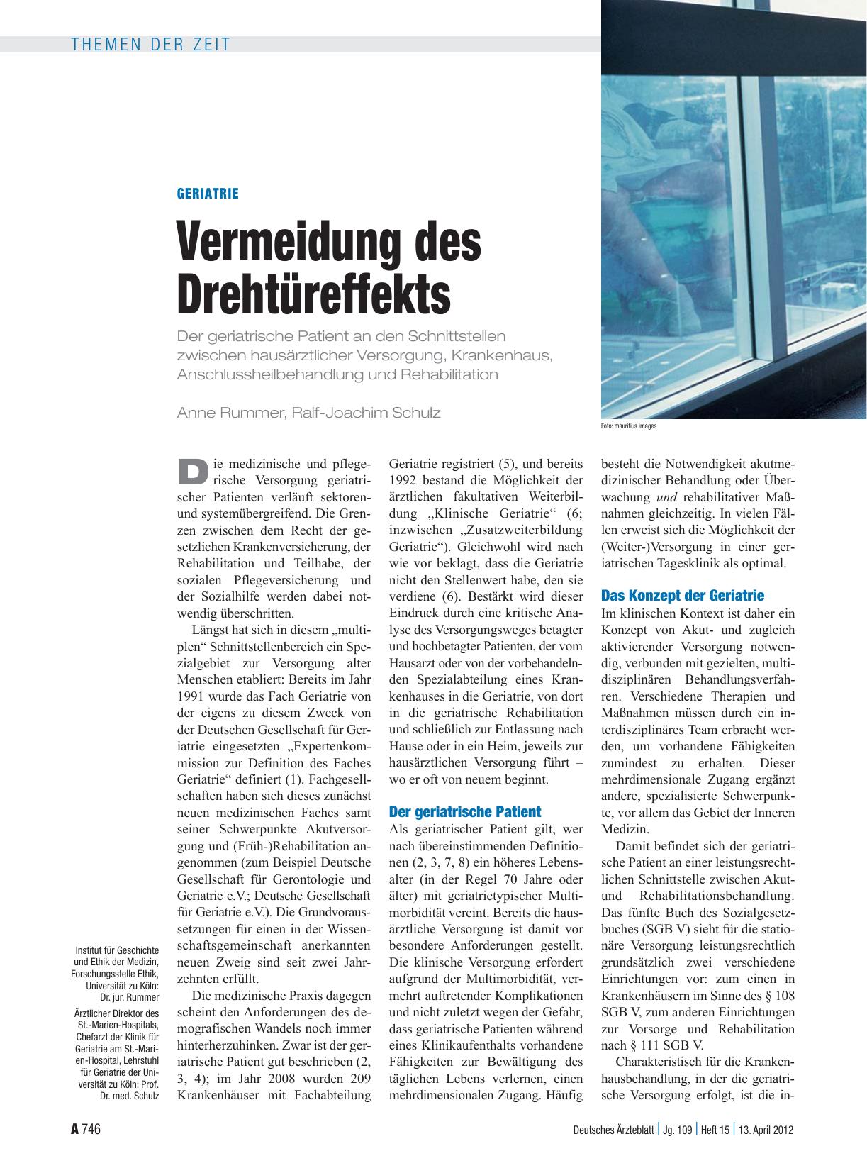 Vorschauseite 1: Geriatrie: Vermeidung des Drehtüreffekts
