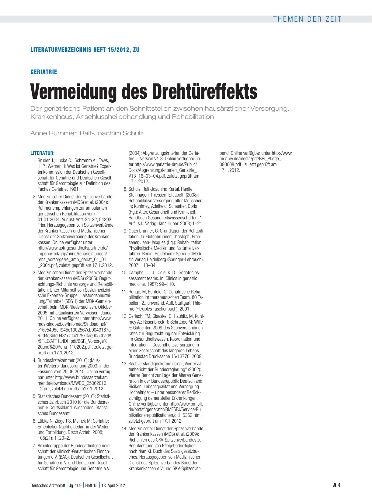 Vorschauseite 4: Geriatrie: Vermeidung des Drehtüreffekts