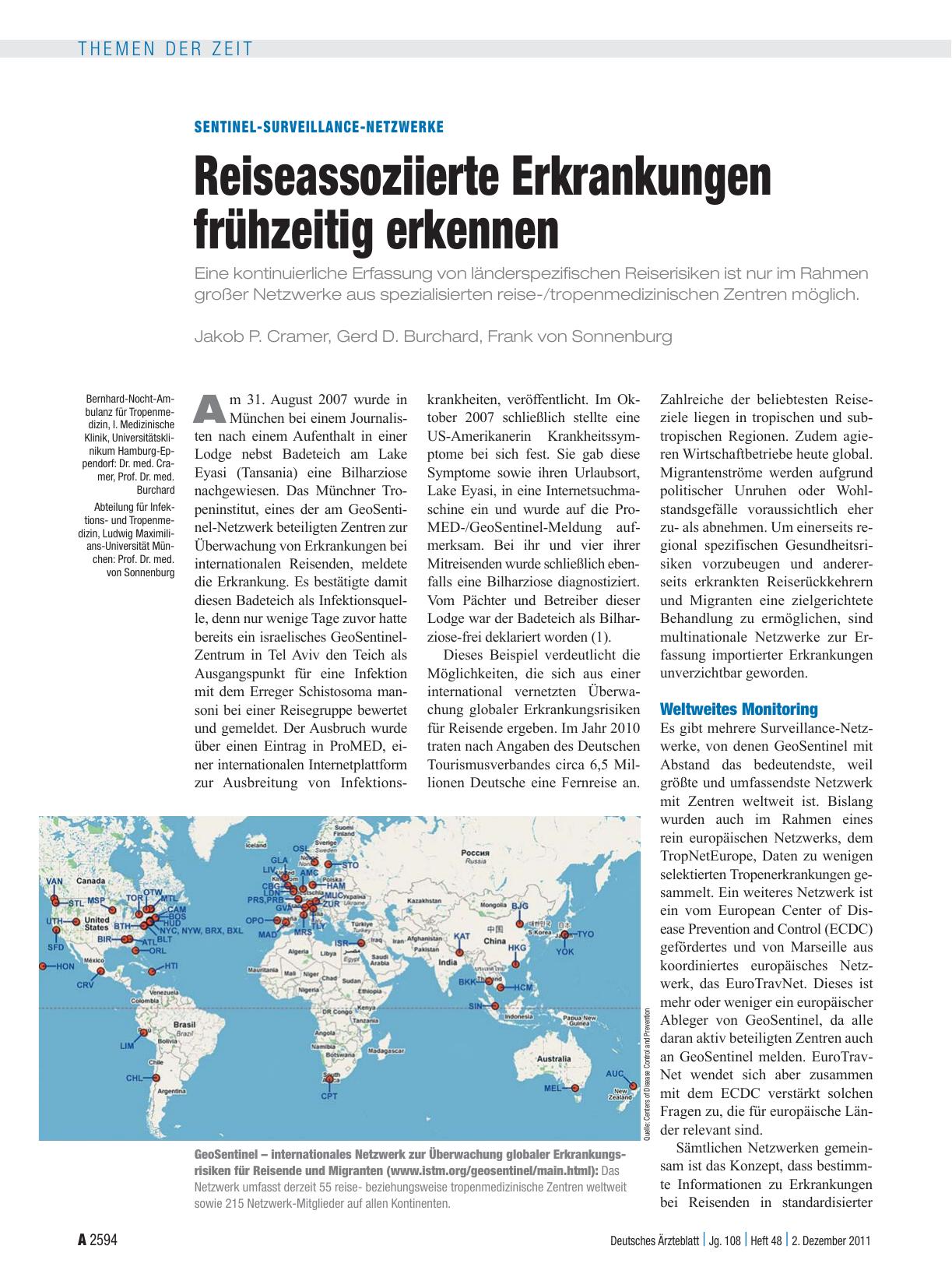 Vorschauseite 1: Sentinel-Surveillance-Netzwerke: Reiseassoziierte Erkrankungen frühzeitig erkennen