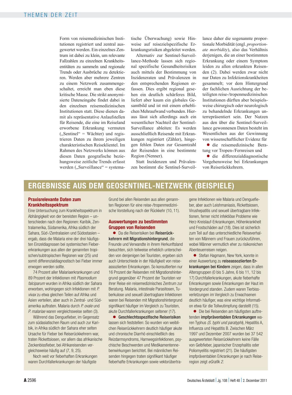 Vorschauseite 2: Sentinel-Surveillance-Netzwerke: Reiseassoziierte Erkrankungen frühzeitig erkennen