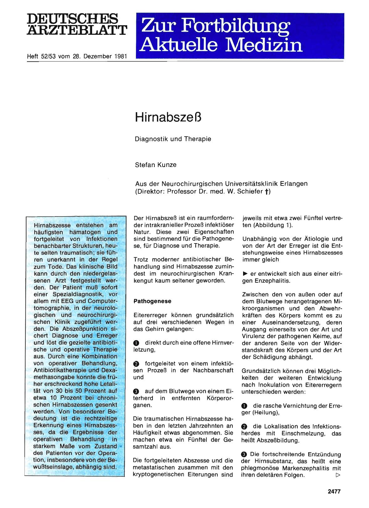 Vorschauseite 1: Hirnabszeß: Diagnostik und Therapie