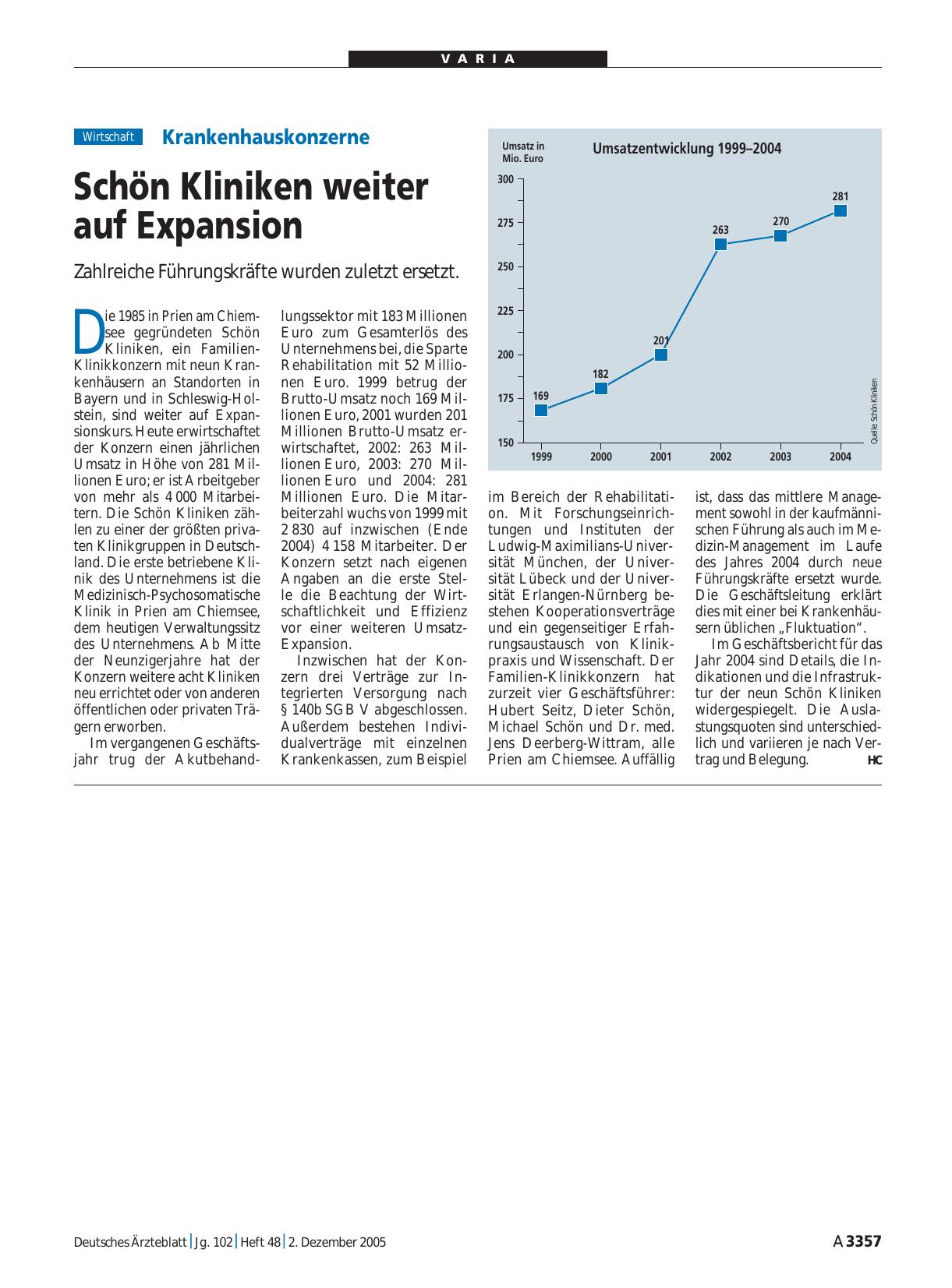 Vorschauseite 1: Krankenhauskonzerne: Schön Kliniken weiter auf Expansion