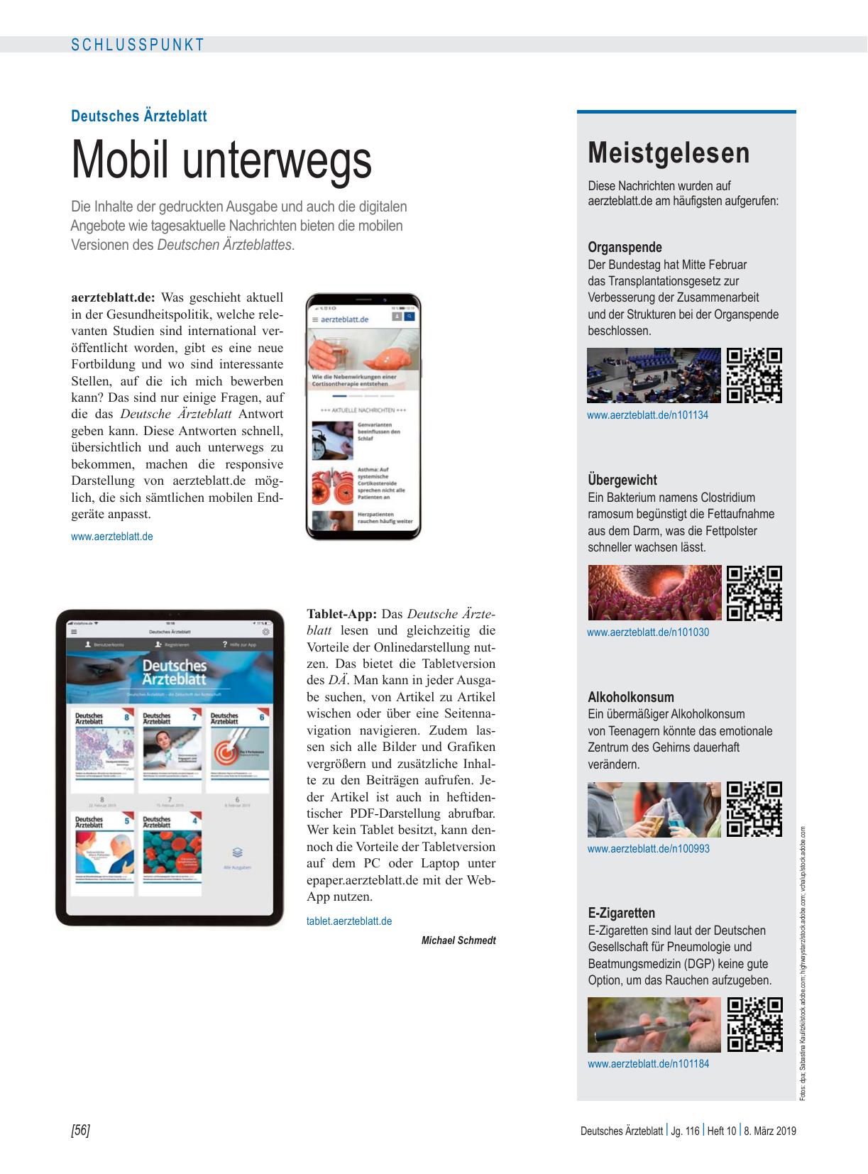 Vorschauseite 1: Deutsches Ärzteblatt: Mobil unterwegs